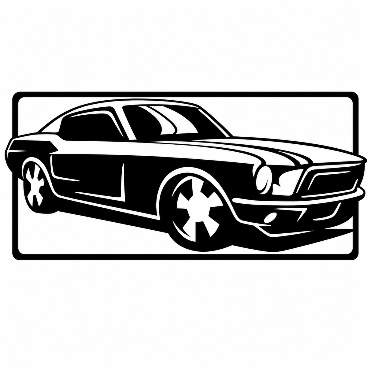 Classic Muscle Car Metal Wall Art, Framed Panel