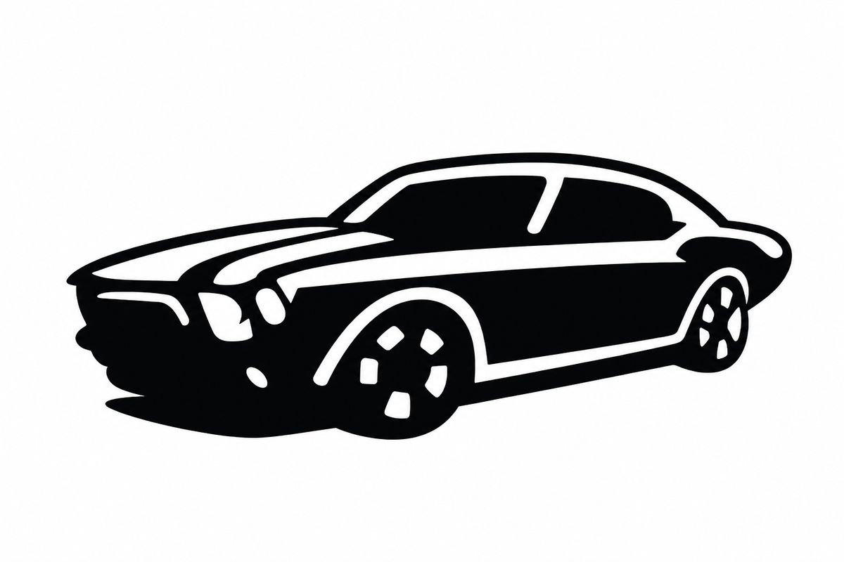 Muscle Car Silhouette Metal Wall Art, Unframed Sign