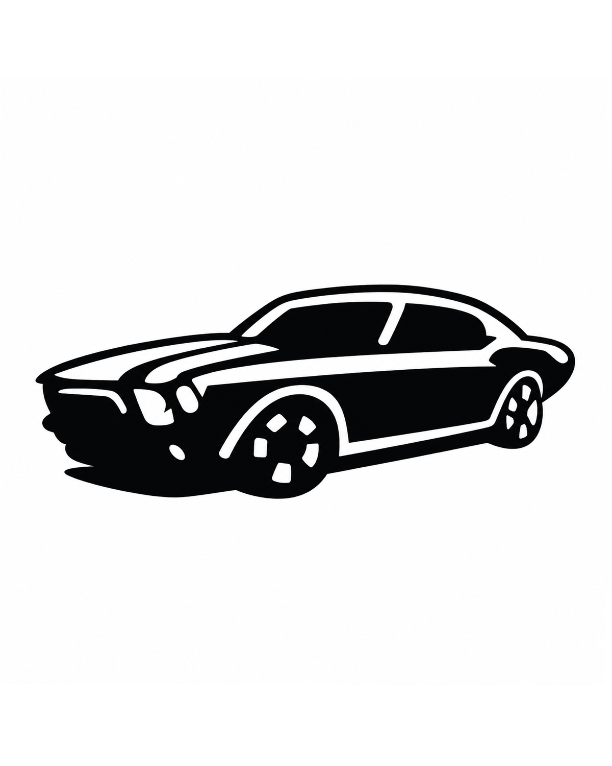 Muscle Car Silhouette Metal Wall Art, Unframed Sign