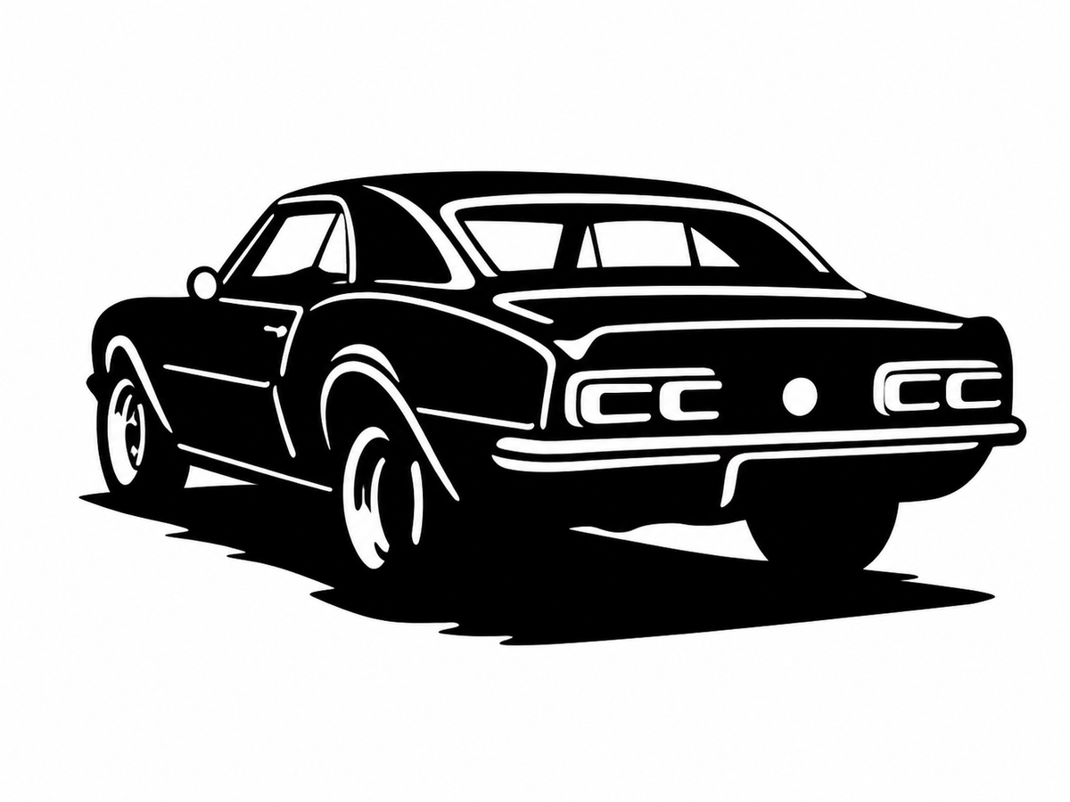 Classic Muscle Car Rear View Metal Wall Art, Unframed Sign