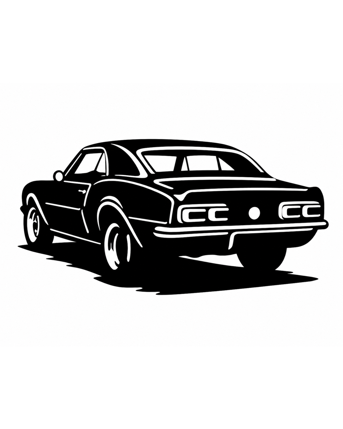 Classic Muscle Car Rear View Metal Wall Art, Unframed Sign