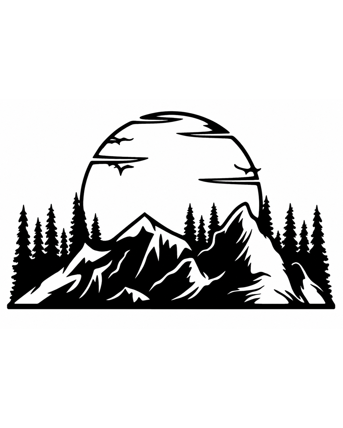 Mountain Range Metal Wall Art, Sunset Silhouette Panel