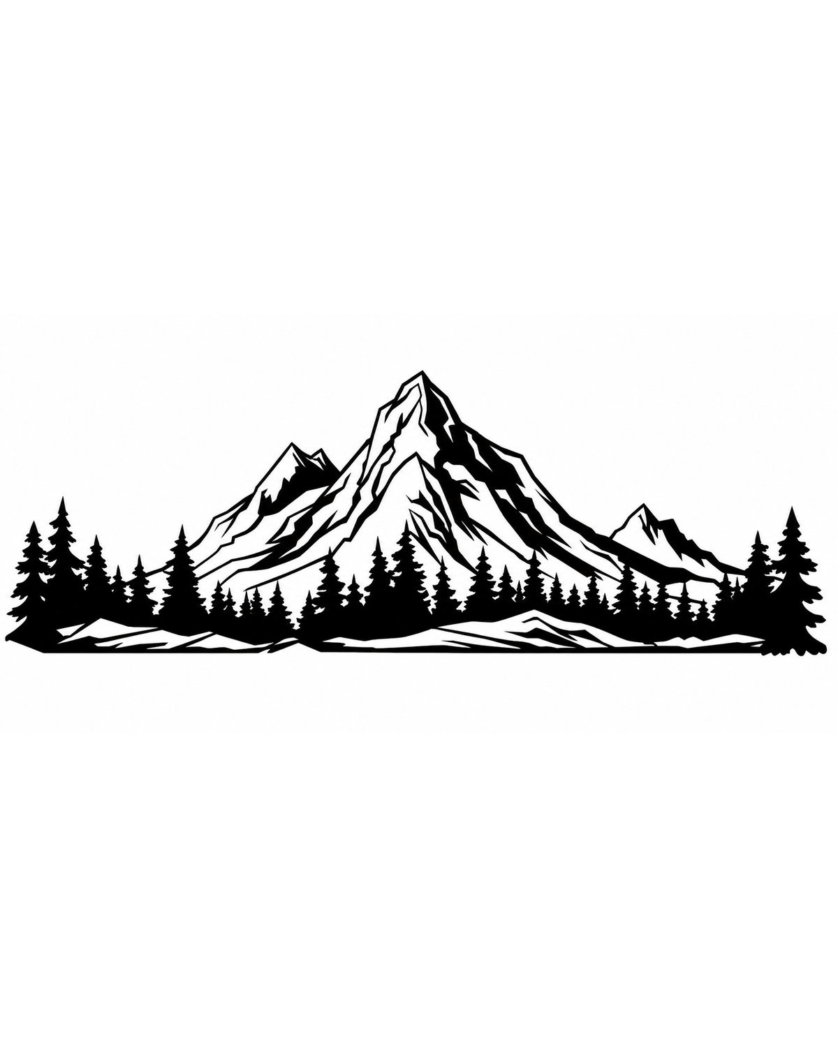 Mountain Range Metal Wall Art, Wide Panoramic Panel