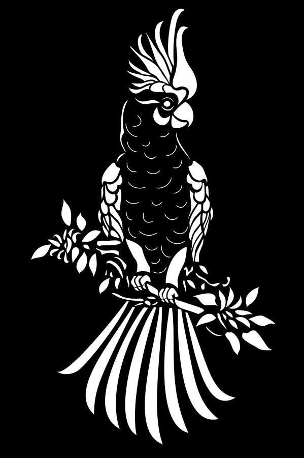 Cockatoo Metal Wall Art, Solid Panel with Cutout Detail