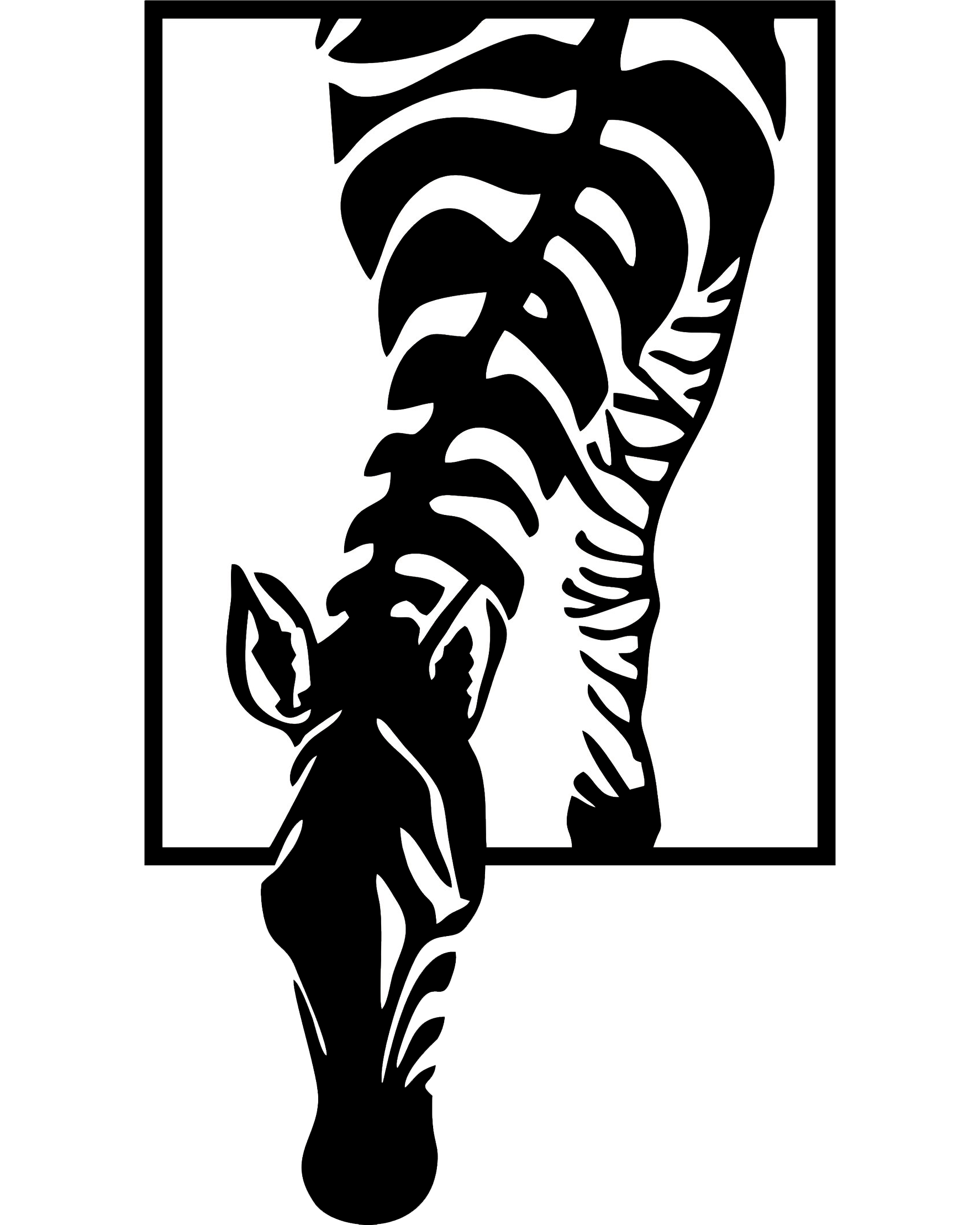 Zebra Head Metal Wall Art, Framed Panel with Stripe Detail