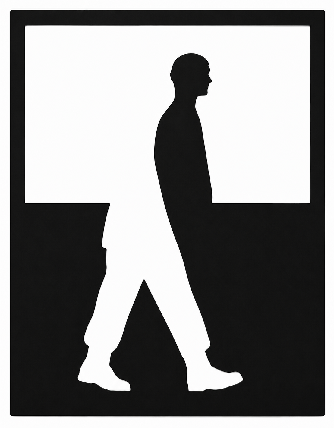 Walking Man Silhouette Metal Wall Art, Split Panel