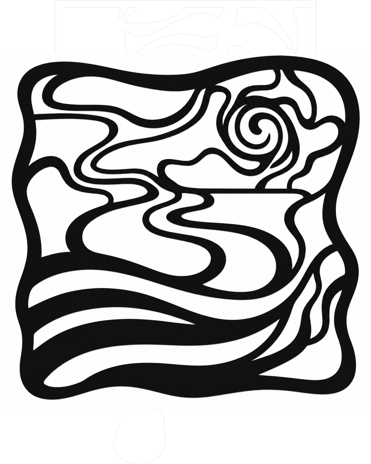 Abstract Swirl Metal Wall Art, Wavy Line Panel