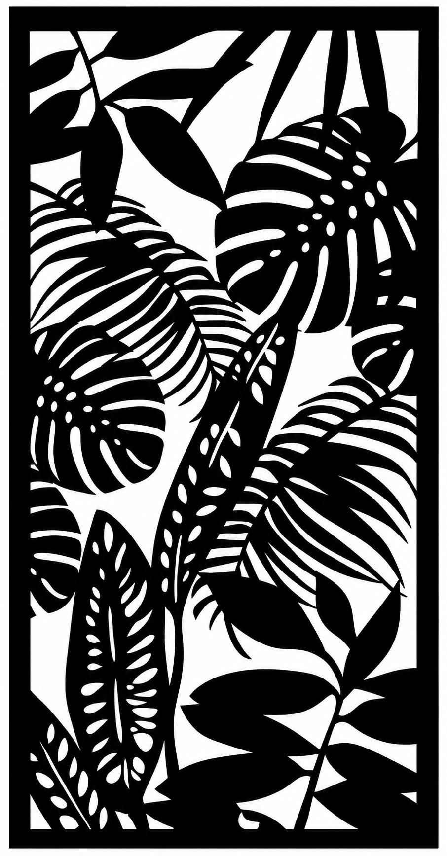 Tropical Leaf Metal Wall Art, Framed Jungle Panel