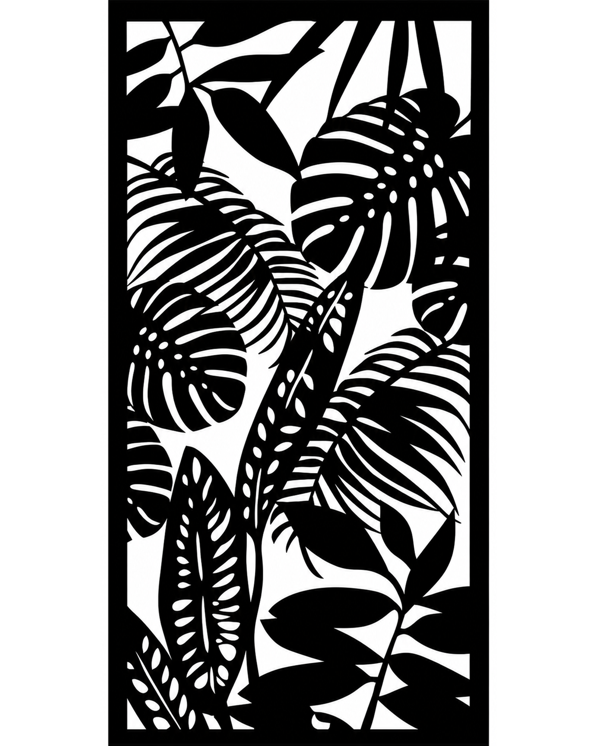 Tropical Leaf Metal Wall Art, Framed Jungle Panel