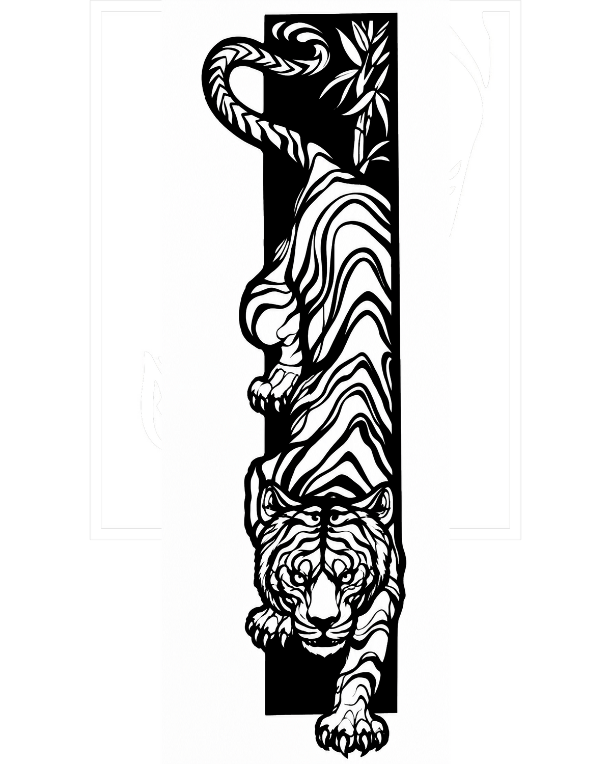 Tiger Metal Wall Art, Solid Panel Vertical Design