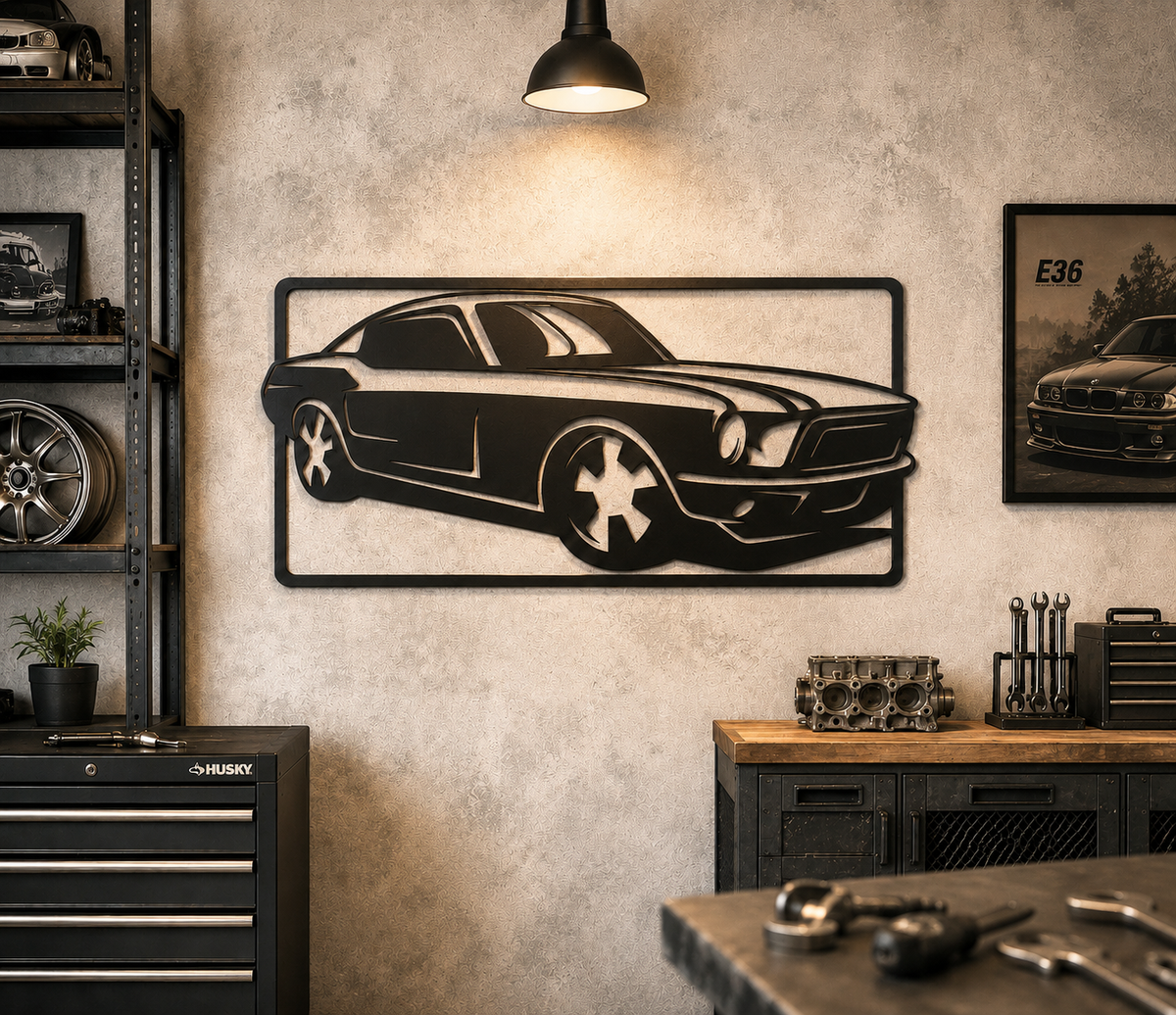 Classic Muscle Car Metal Wall Art, Framed Panel