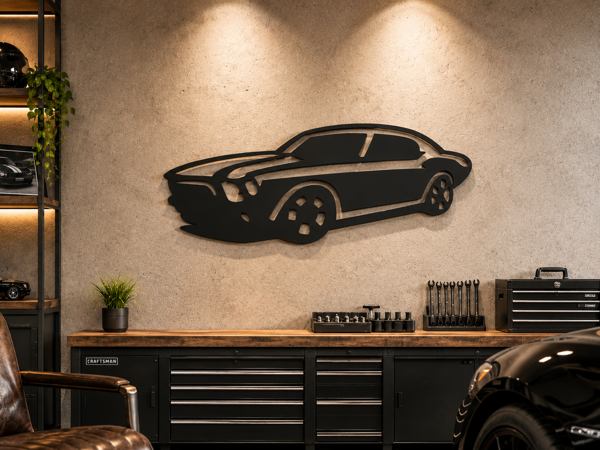 Muscle Car Silhouette Metal Wall Art, Unframed Sign