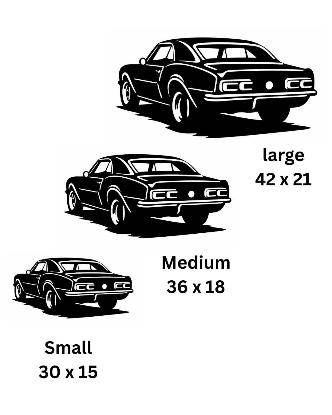 Classic Muscle Car Rear View Metal Wall Art, Unframed Sign