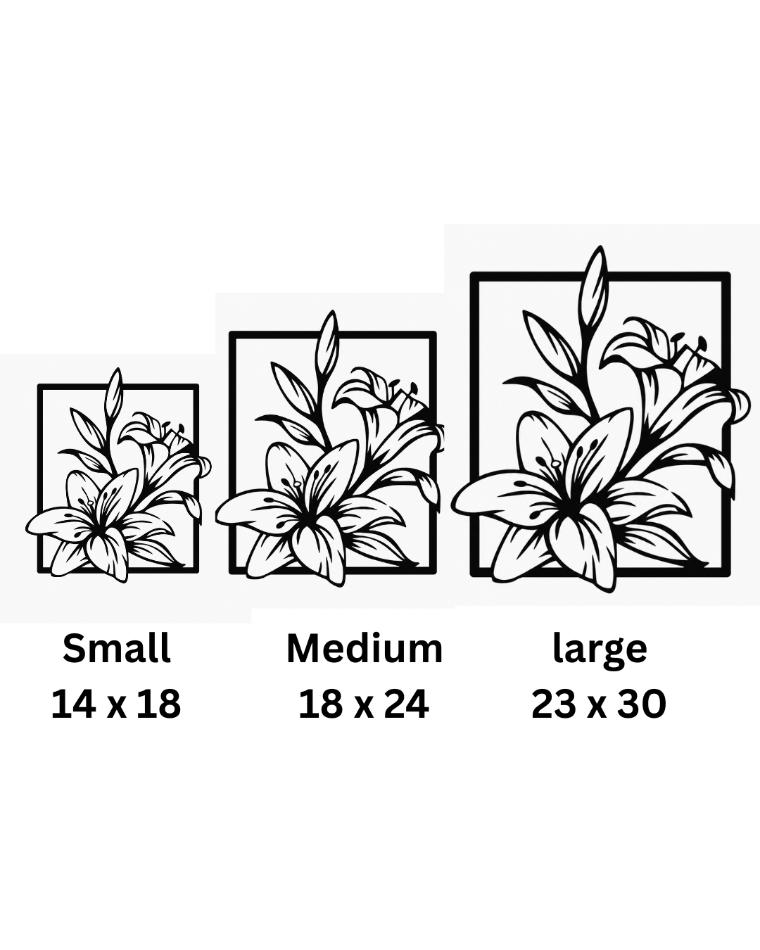 Lily Flower Metal Wall Art, Framed Botanical Panel