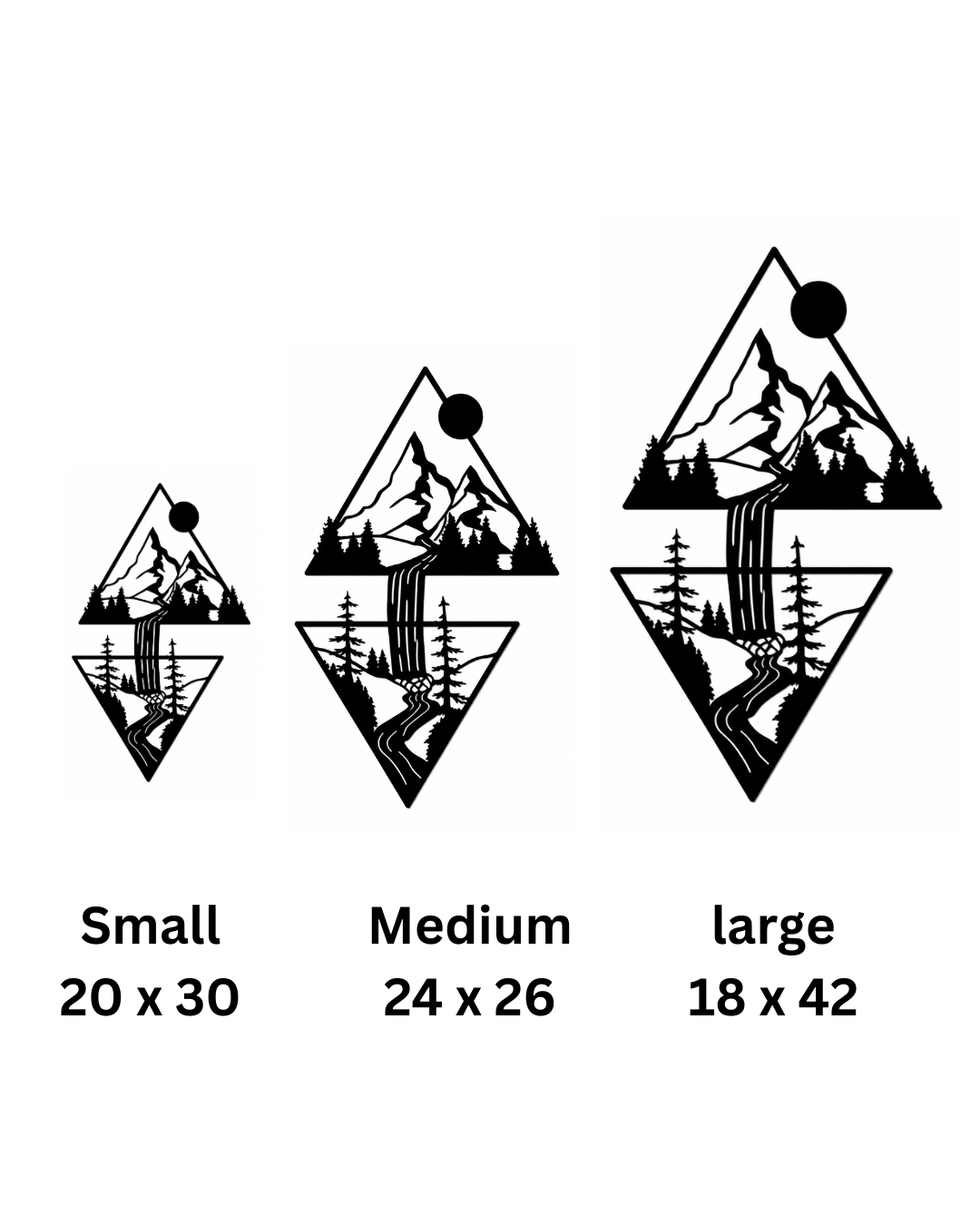 Mountain Waterfall Metal Wall Art, Double Triangle Panel