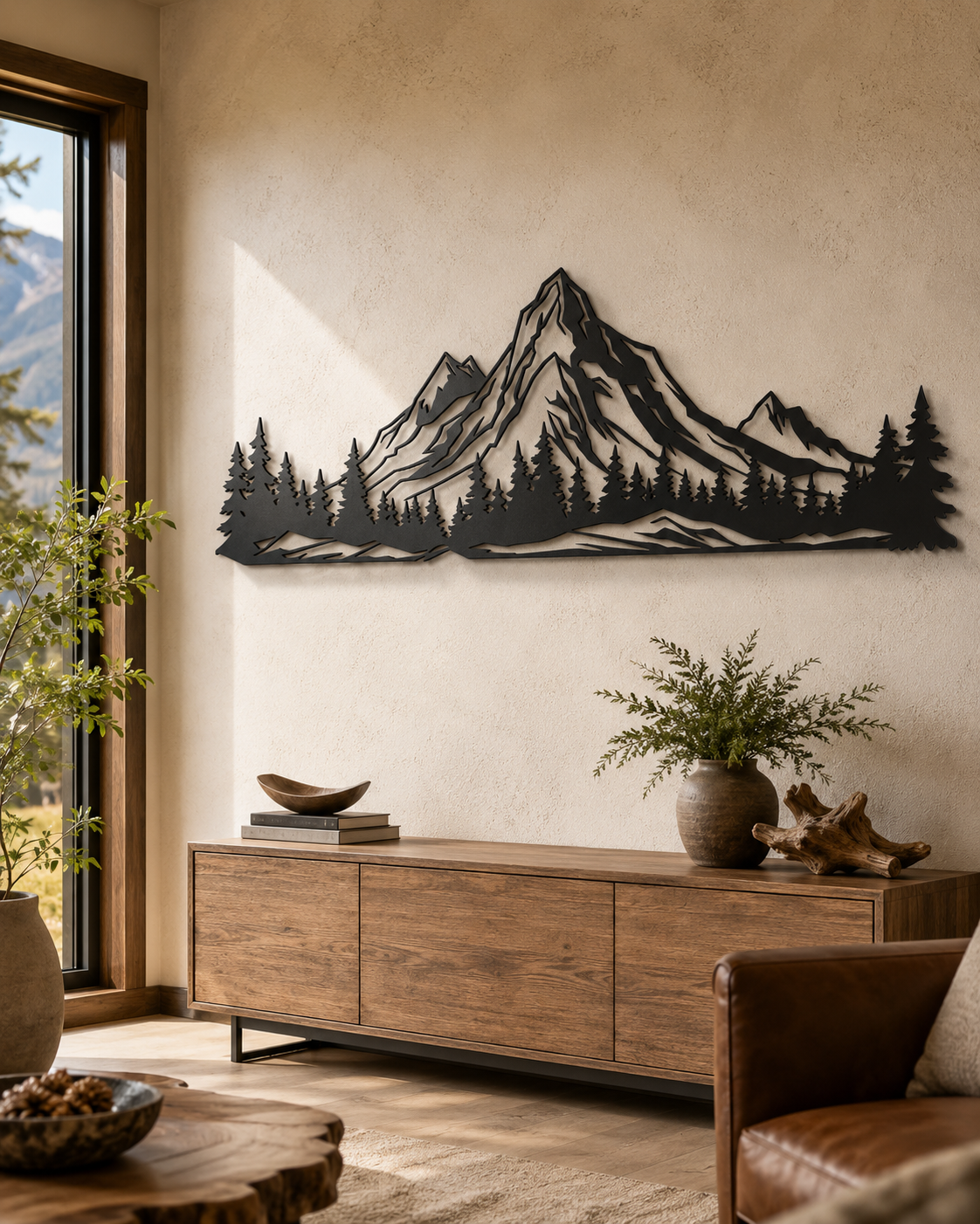 Mountain Range Metal Wall Art, Wide Panoramic Panel