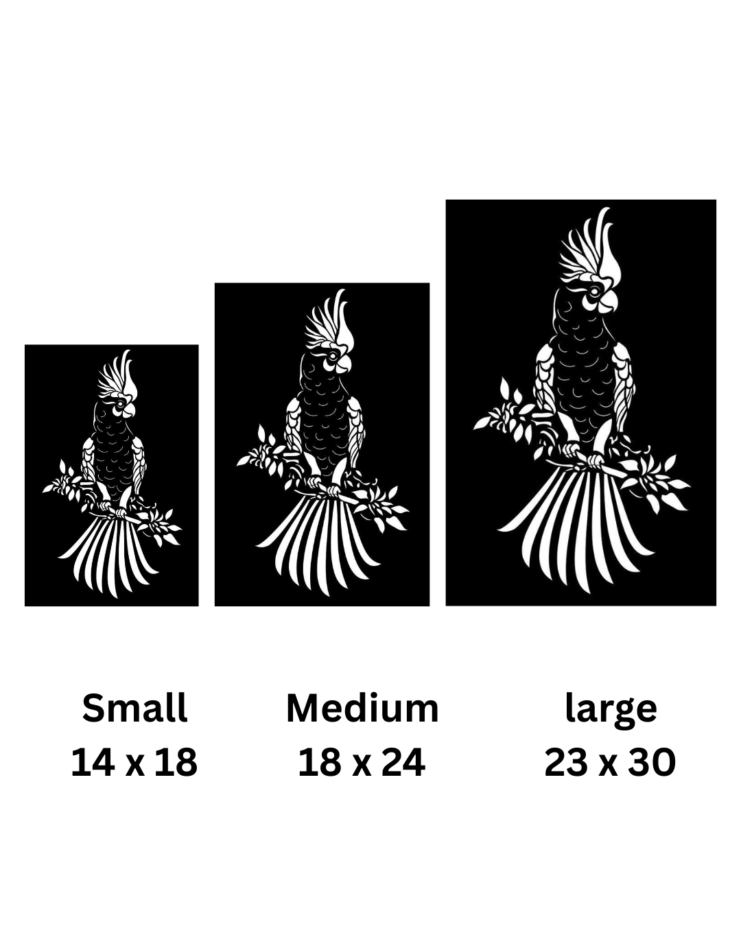 Cockatoo Metal Wall Art, Solid Panel with Cutout Detail