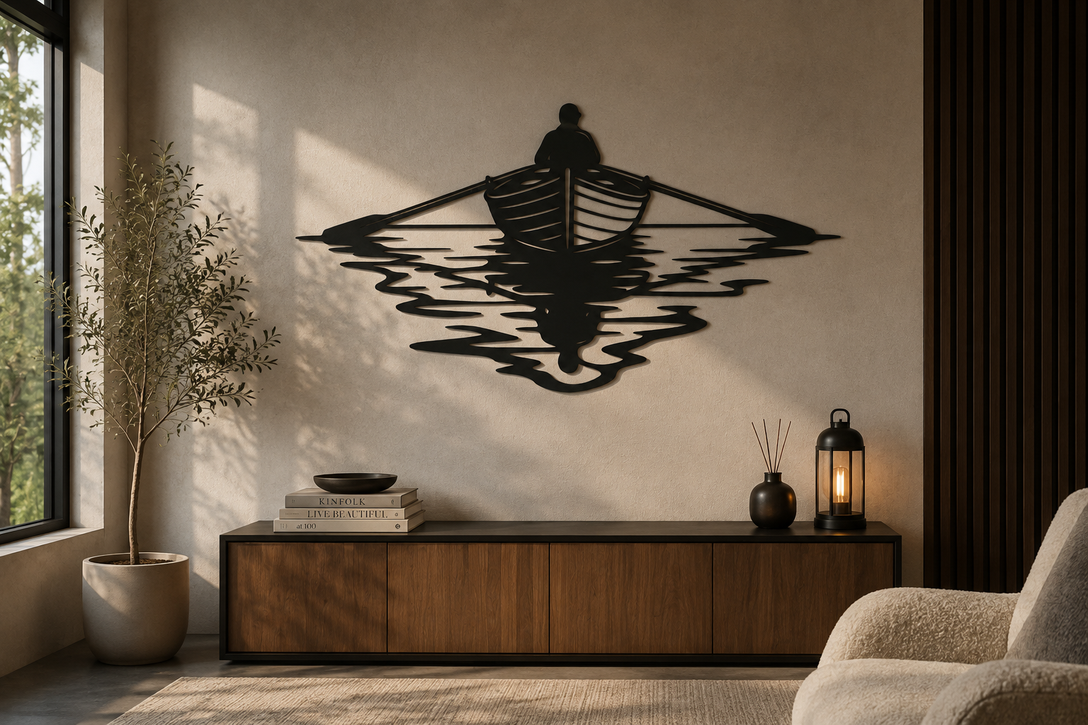 Rowboat Reflection Metal Wall Art, Unframed Panel