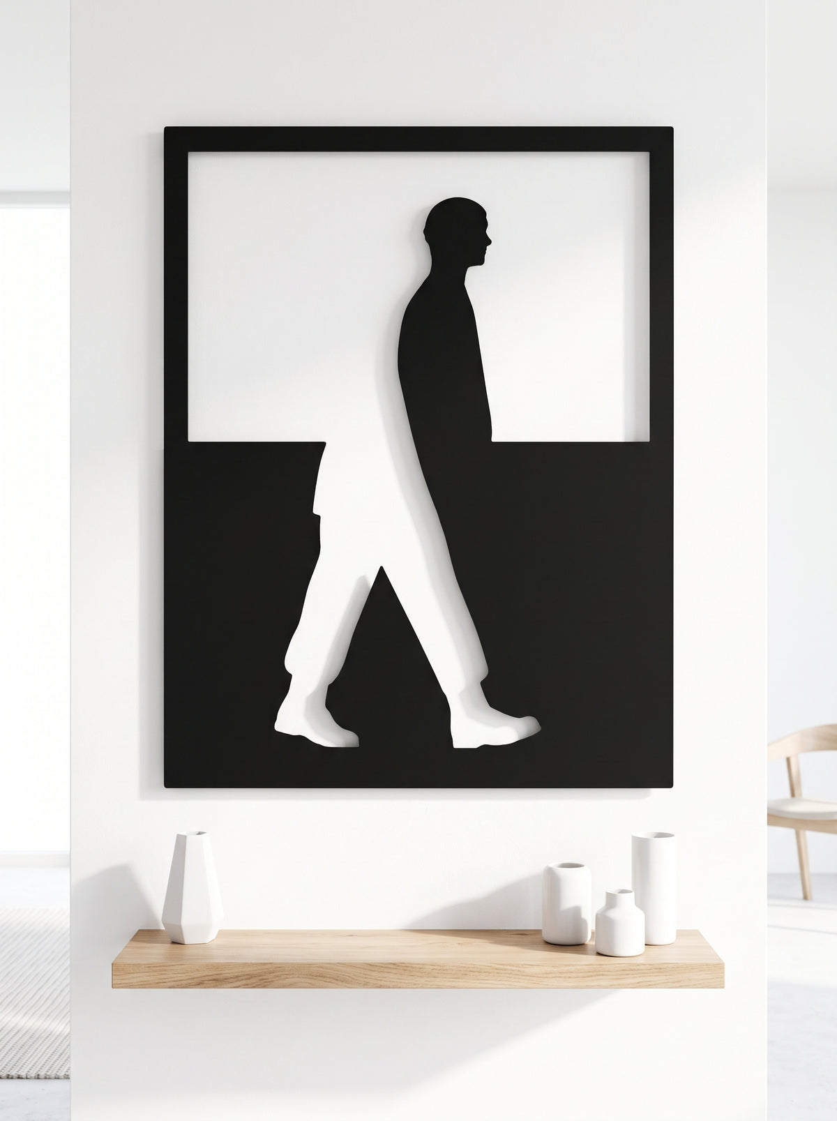 Walking Man Silhouette Metal Wall Art, Split Panel