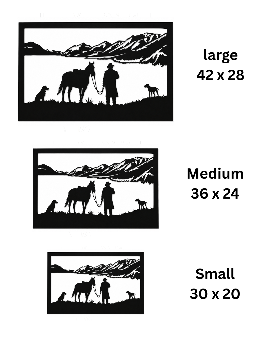 Cowboy Mountain Scene Metal Wall Art, Framed Panel