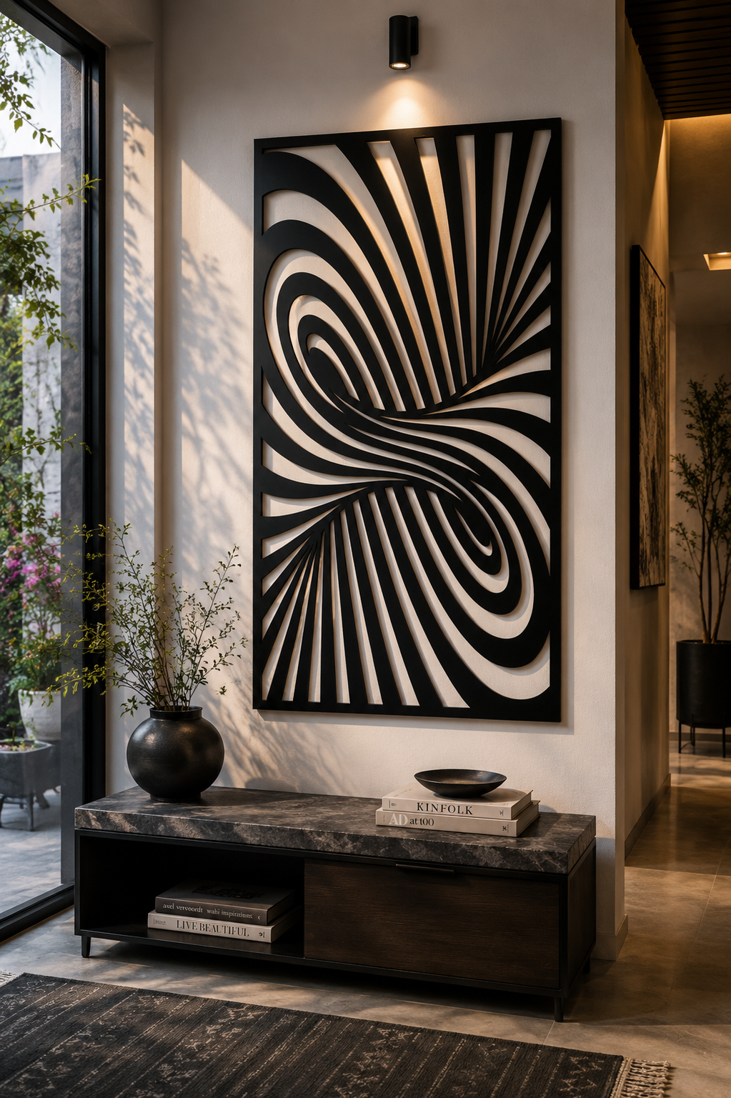 Optical Swirl Metal Wall Art, Abstract Panel