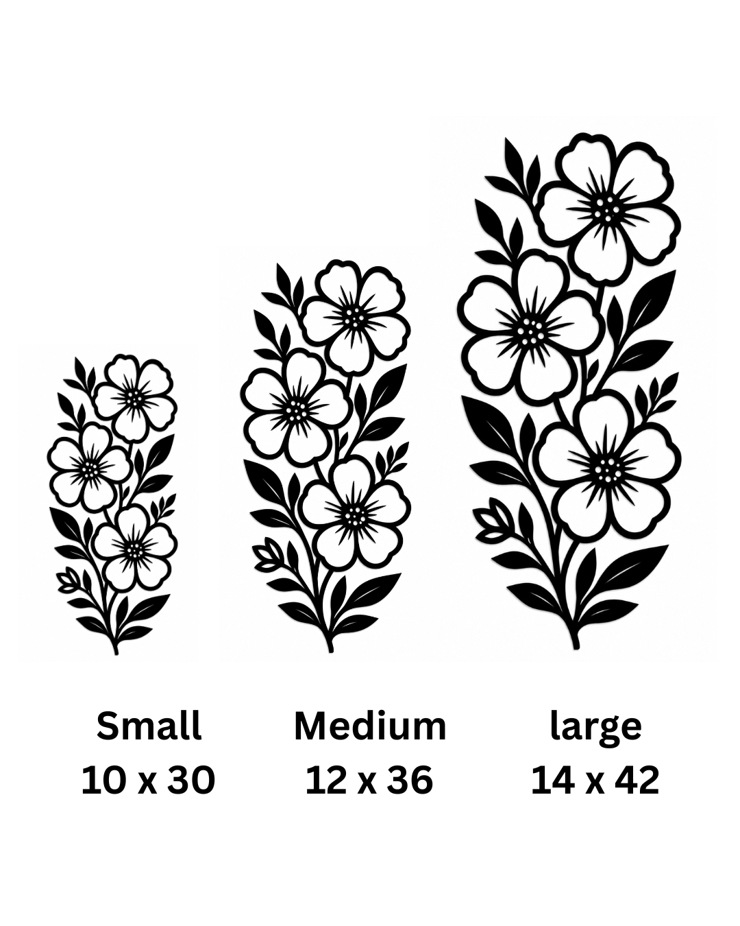 Floral Vine Metal Wall Art, Vertical Blooms Panel