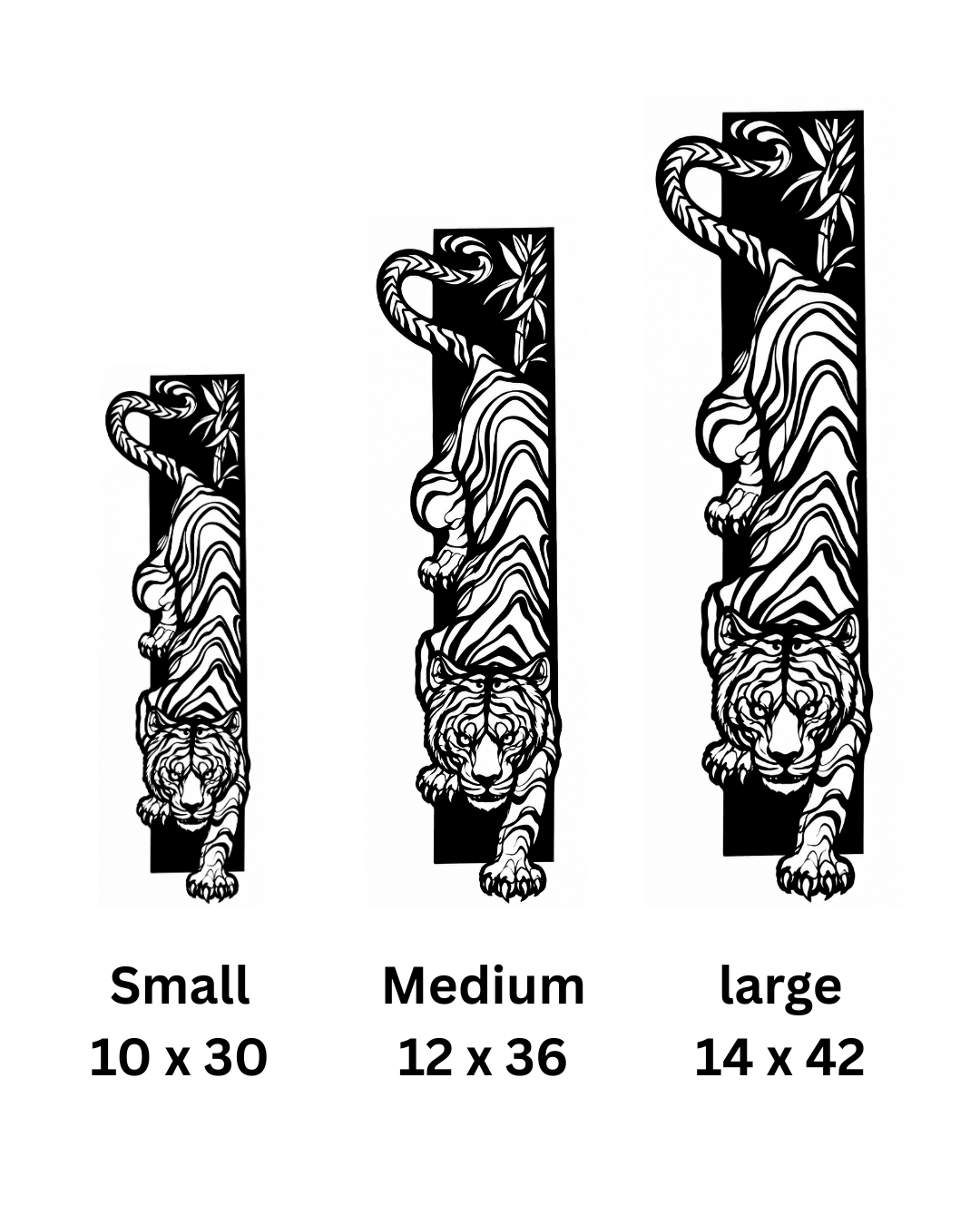 Tiger Metal Wall Art, Solid Panel Vertical Design