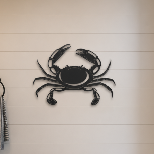 Crab Metal Wall Art, Detailed Silhouette Sign