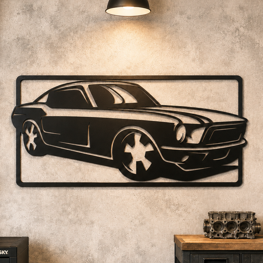 Classic Muscle Car Metal Wall Art, Framed Panel