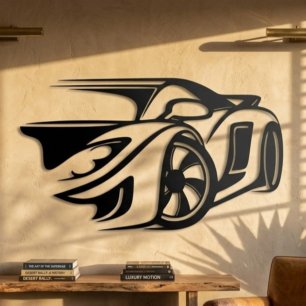 Sports Car Metal Wall Art, Dynamic Angle Panel