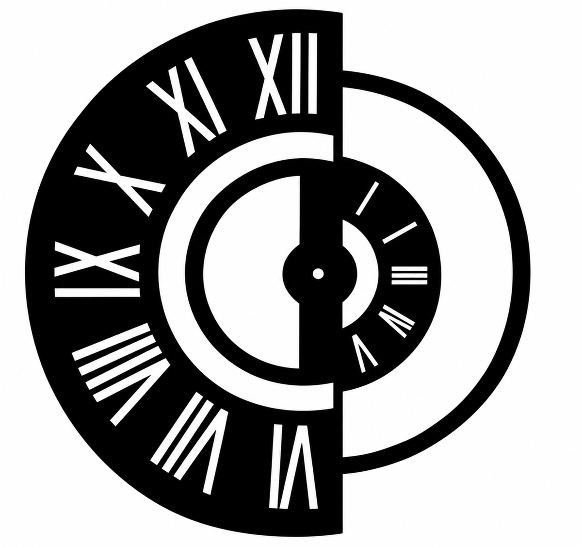 Split Face Roman Numeral Clock