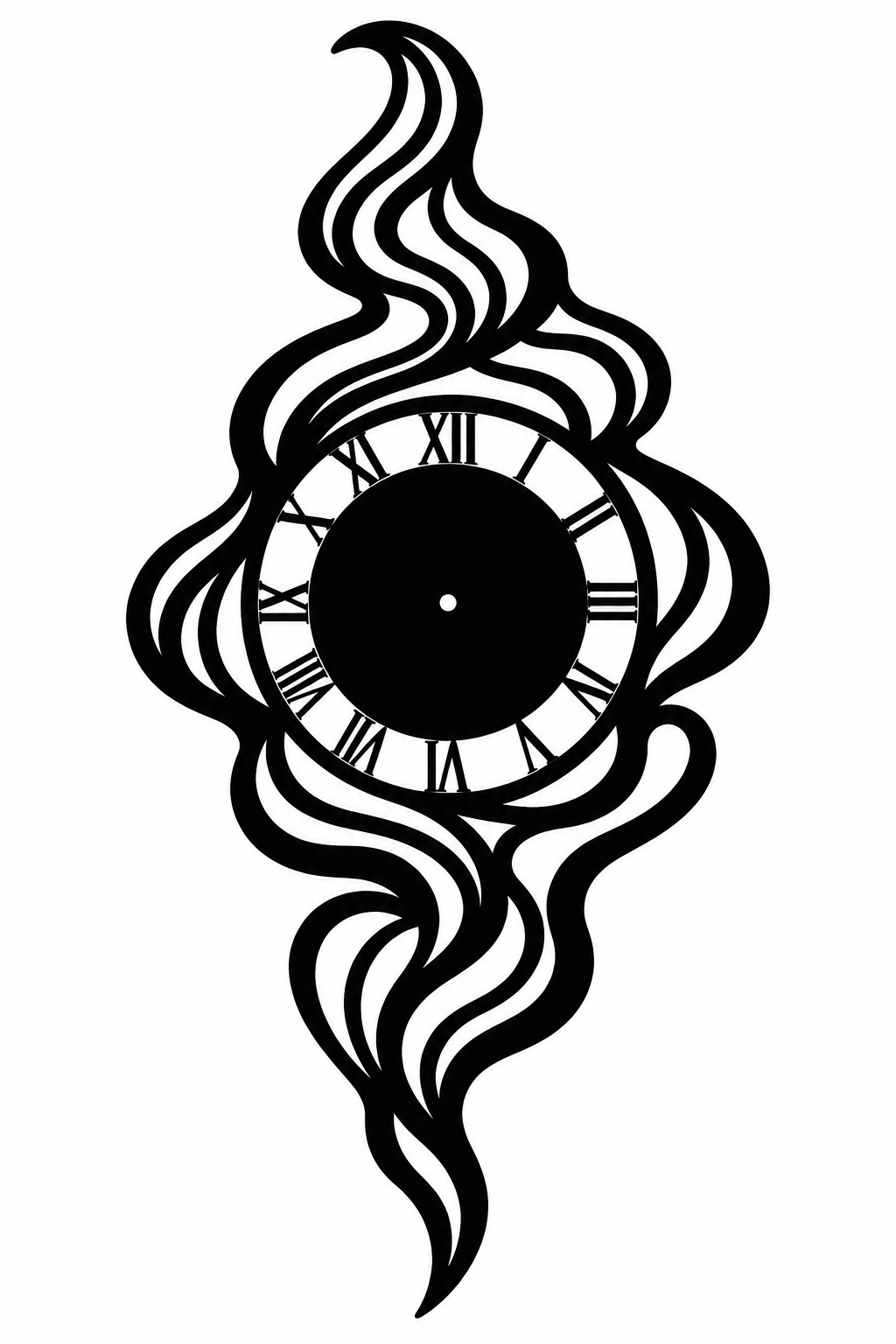 Flame Swirl Roman Numeral Clock