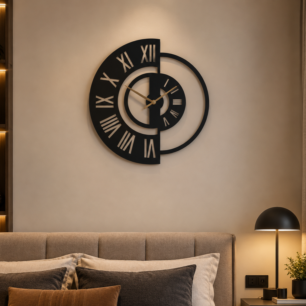 Split Face Roman Numeral Clock