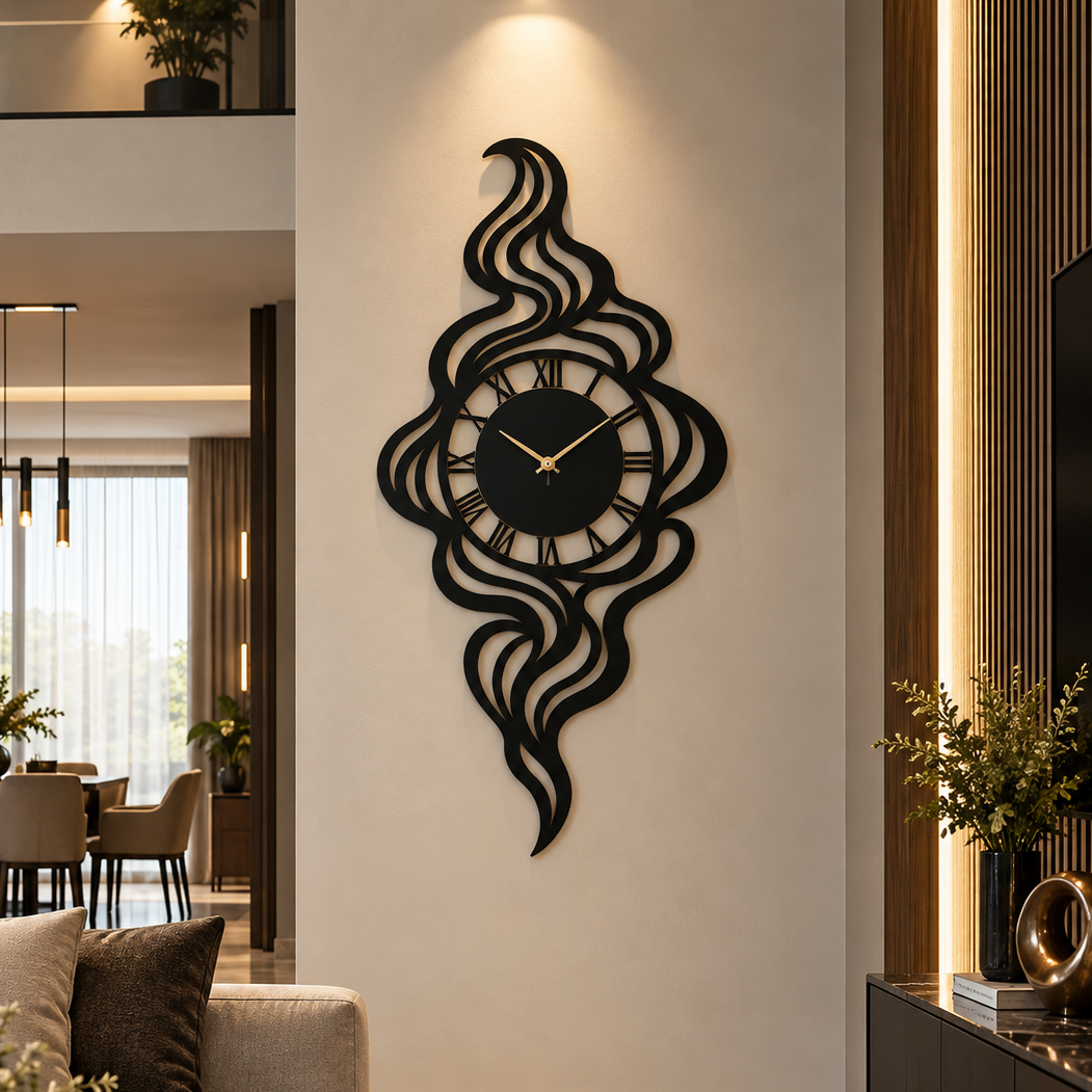 Flame Swirl Roman Numeral Clock