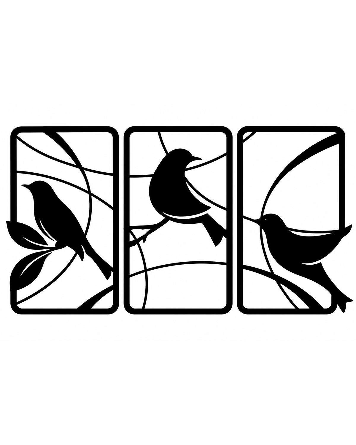 Bird Silhouette Metal Wall Art, 3 Panel Collage