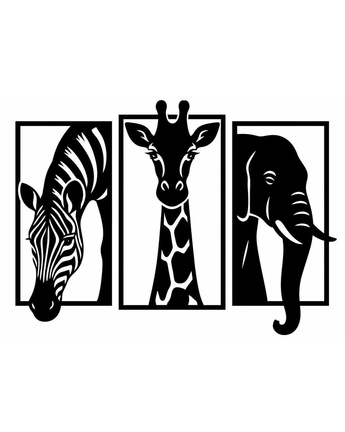 Safari Animal Metal Wall Art, 3 Panel Collage