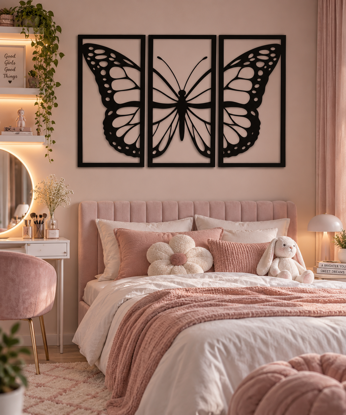 Butterfly Metal Wall Art, 3 Panel Collage