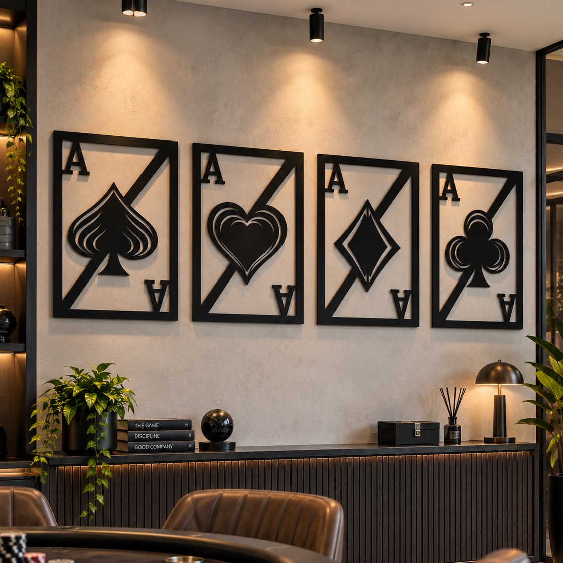 Four Aces Playing Card Wall Art Set