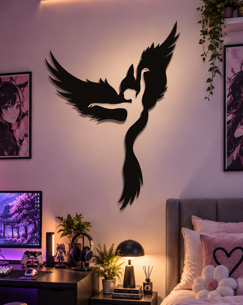 Phoenix Bird Wall Art Negative Frame