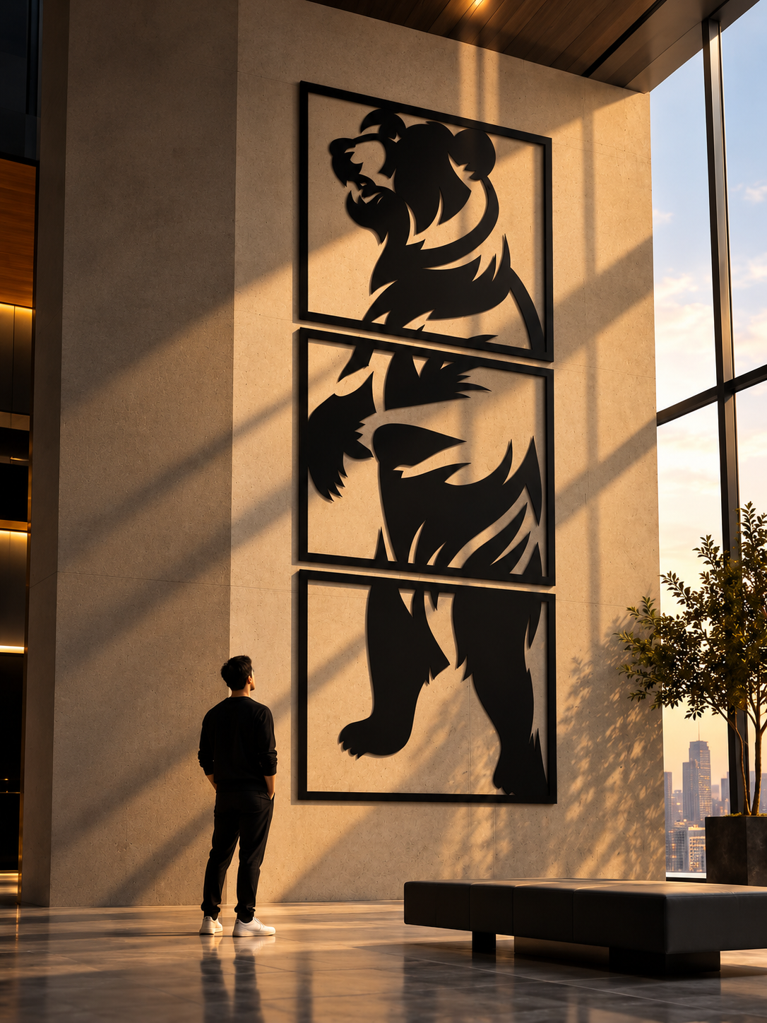Giant Standing Bear Split Panel Wall Art