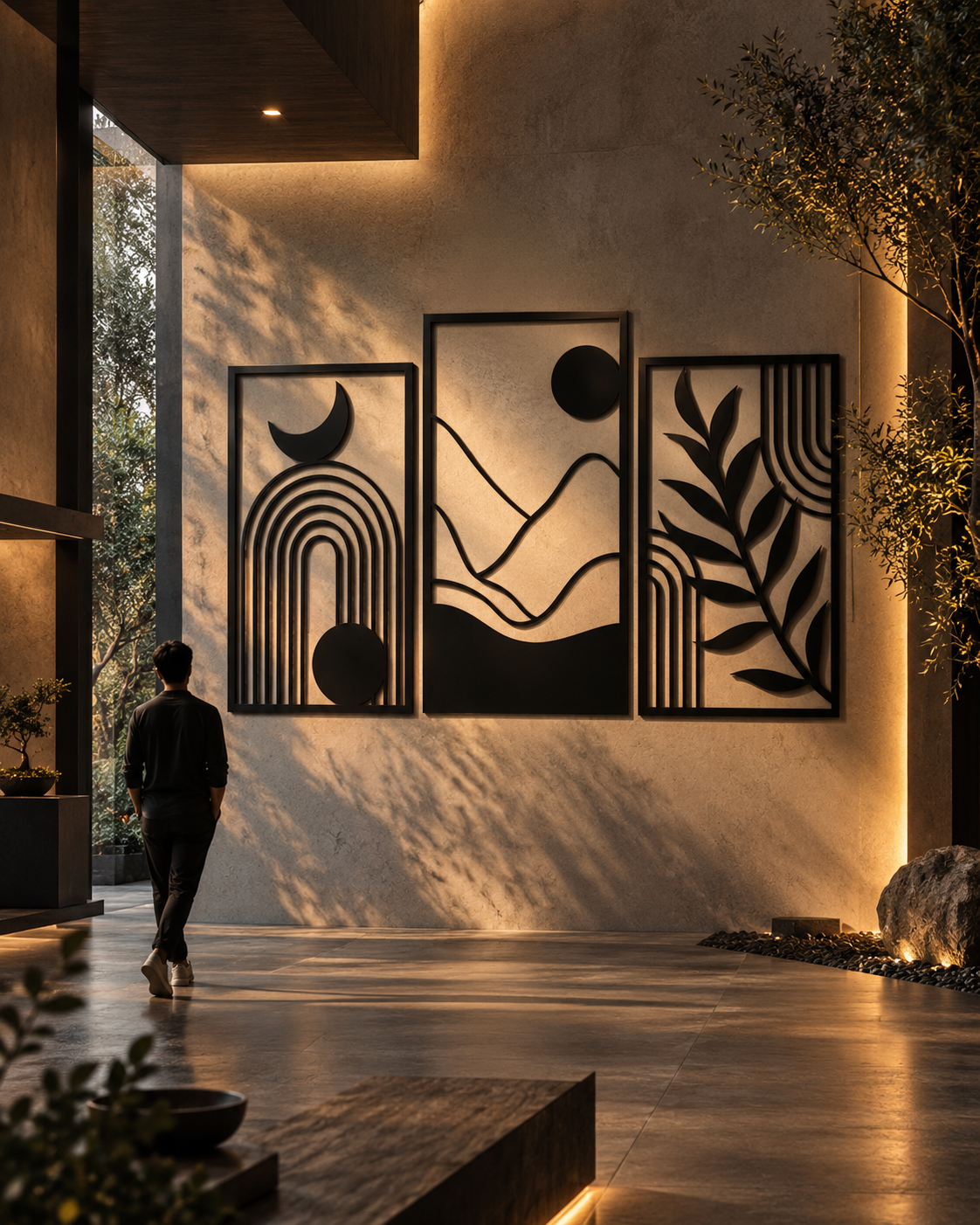 Giant Boho Abstract Triptych Wall Art
