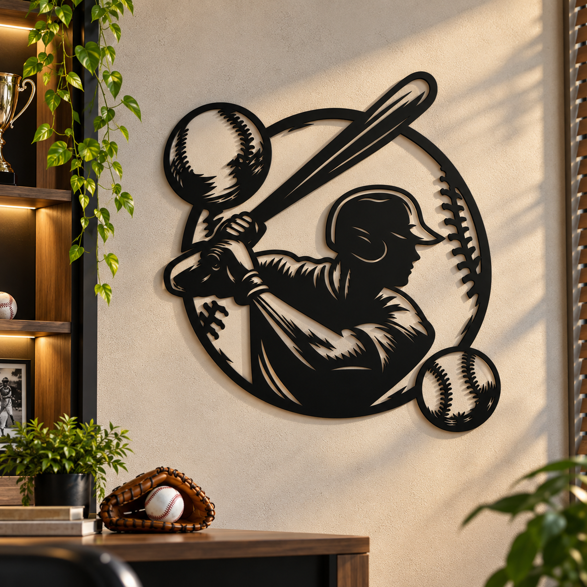 Baseball Batter Circular Wall Art