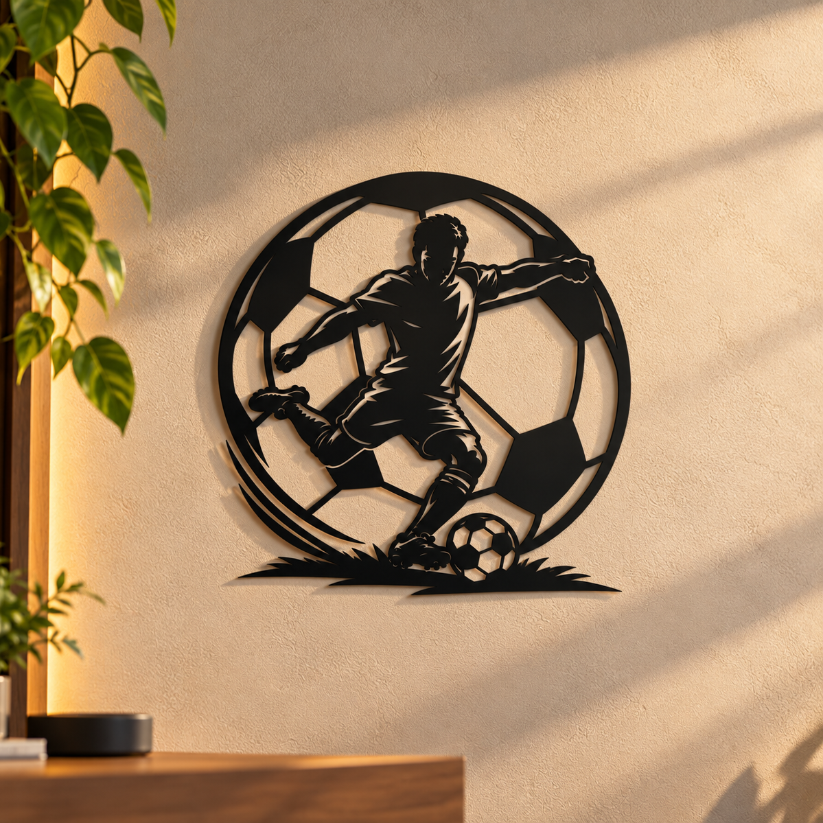 Football Player Circular Wall Art