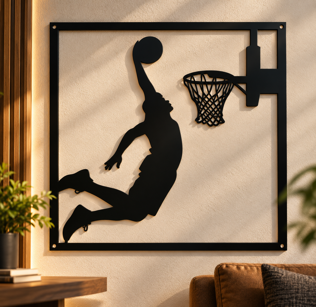 Basketball Slam Dunk Framed Wall Art
