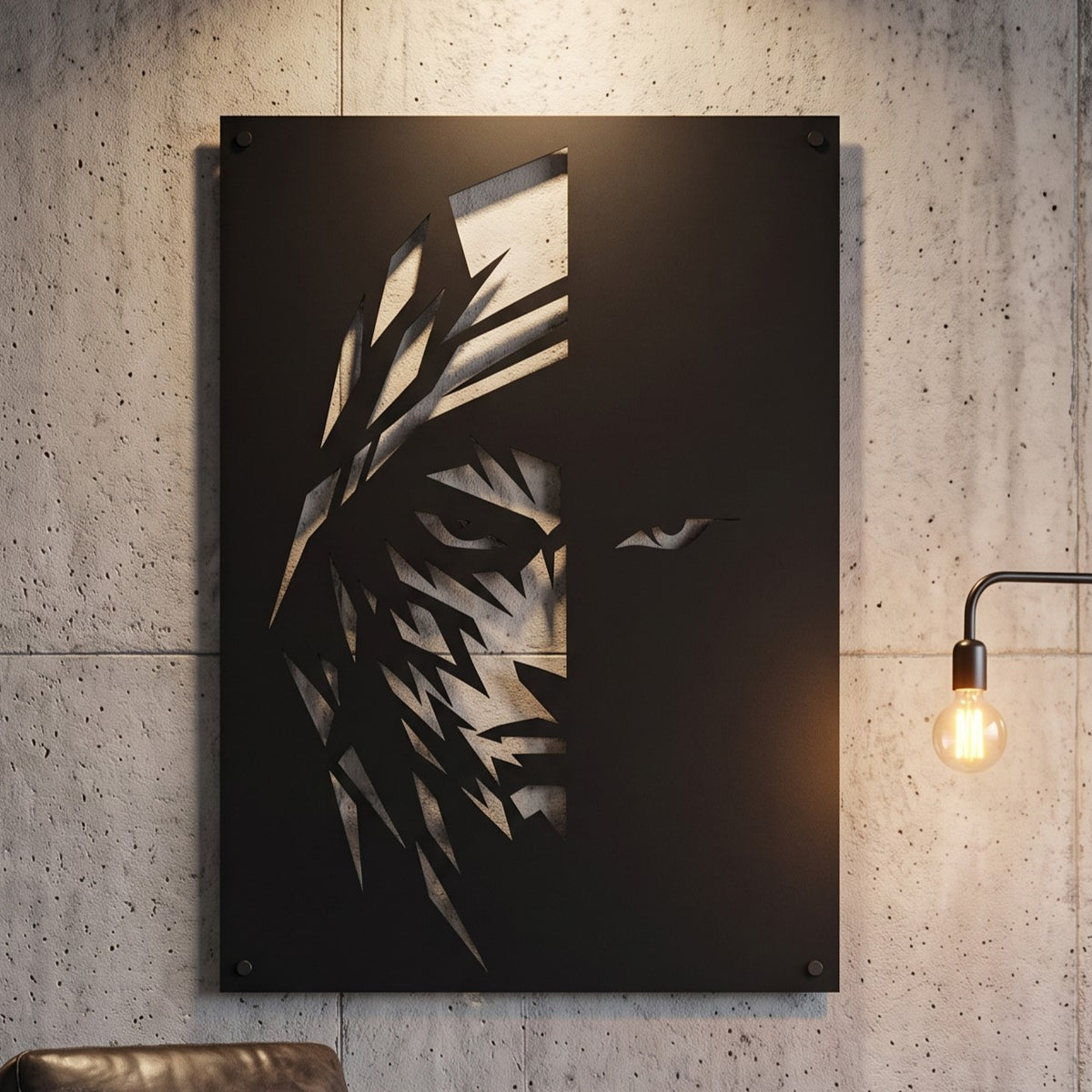 Fractured Warrior Profile Metal Wall Art, Solid Panel