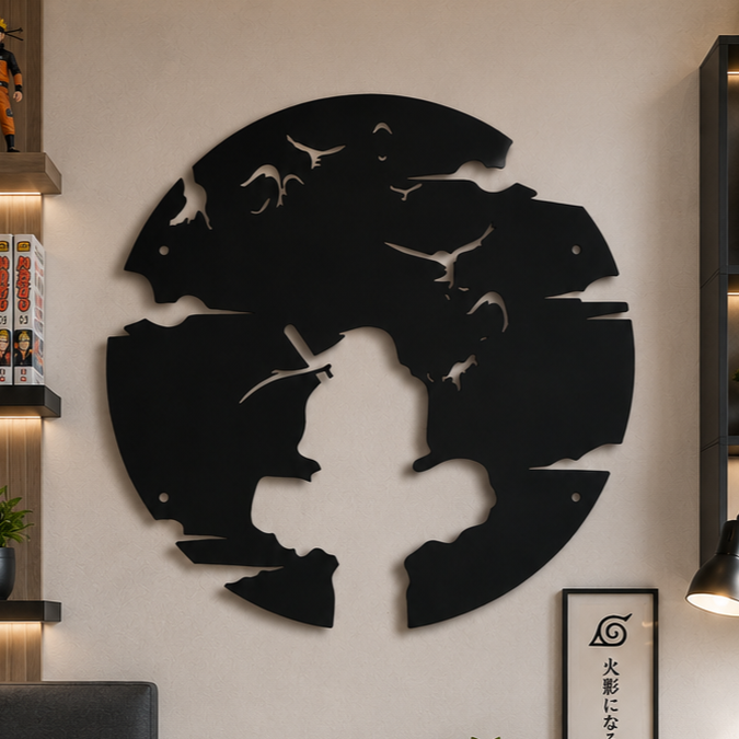 Ninja Silhouette Medallion Metal Wall Art, Unframed Sign
