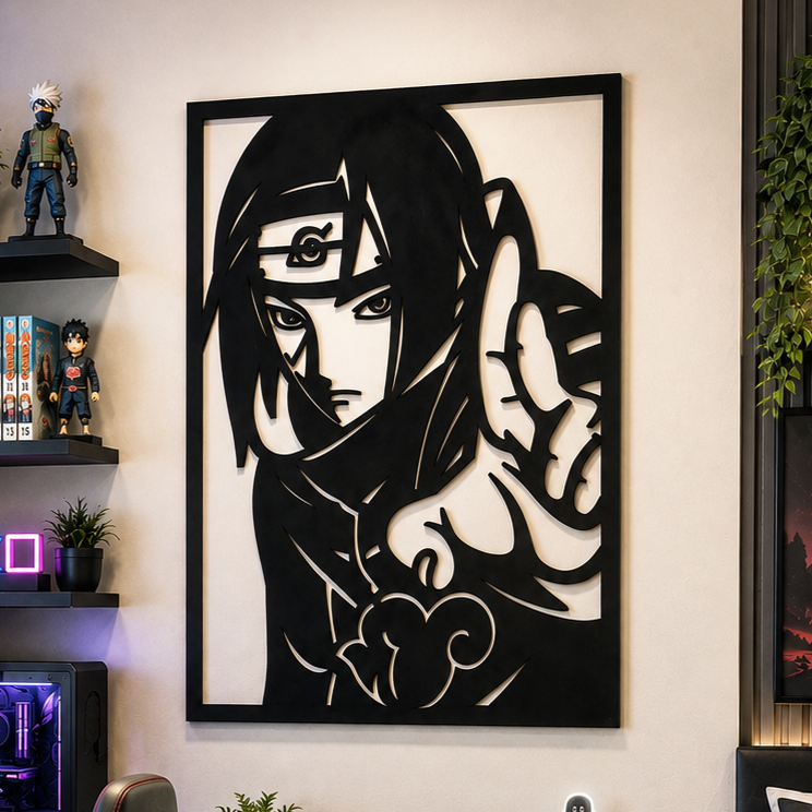 Itachi Uchiha Portrait Metal Wall Art, Framed Panel