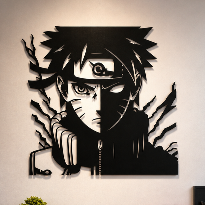 Obito Uchiha Split-Face Metal Wall Art, Framed Panel
