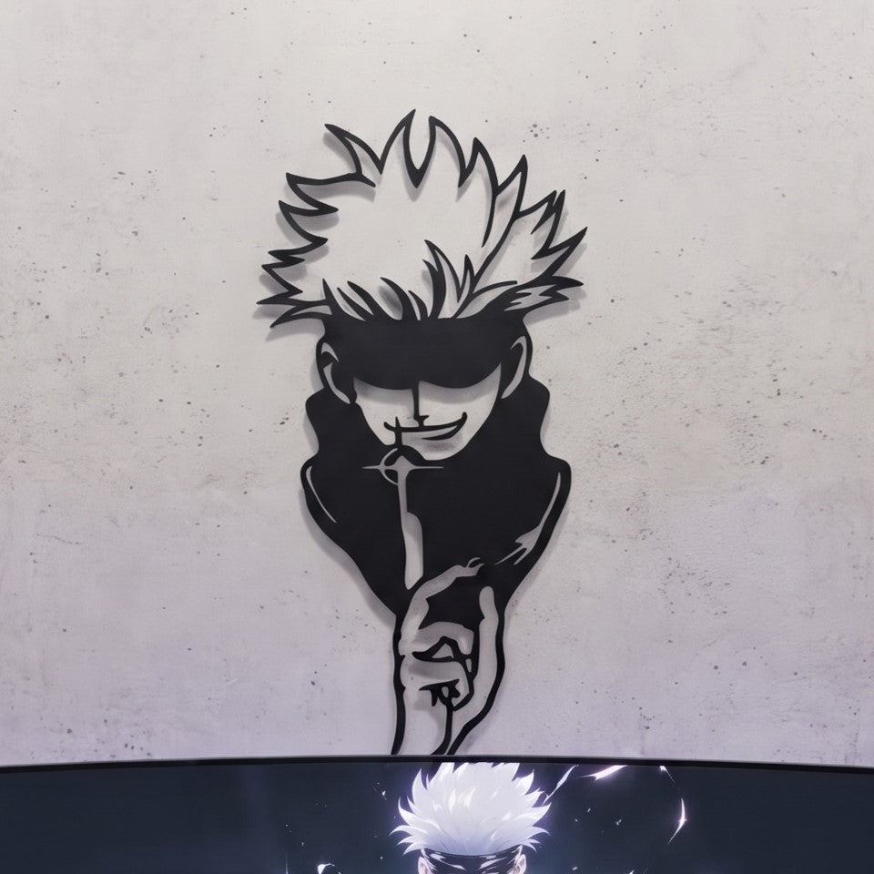 Anime Hero Silhouette Metal Wall Art, Unframed Sign