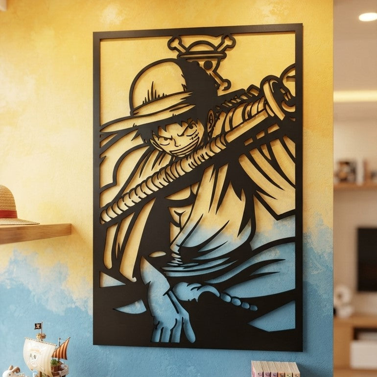 Monkey D. Luffy Silhouette Metal Wall Art, Unframed Sign